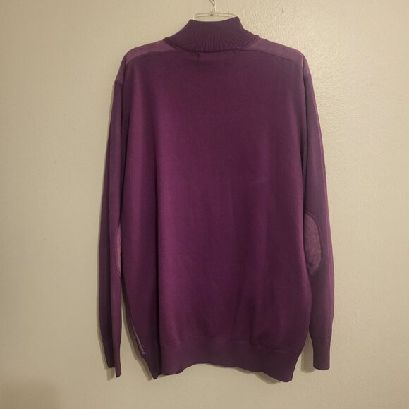 Luxton Full Zip Purple Gray Geometric Elbow Patch Sweater Pockets Mens Large NWT - Picture 2 of 11